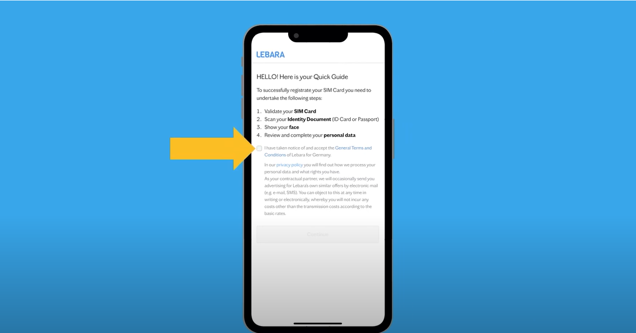 Activate and register SIM card via app Instructions Lebara